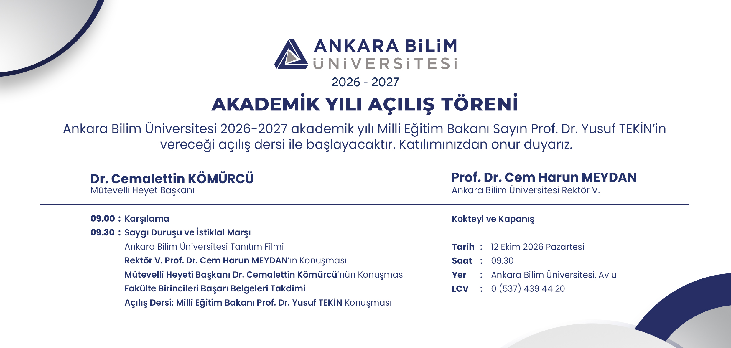 Ankara Bilim Üniversitesi 2026-2027 Akademik Yılı Açılış Töreni