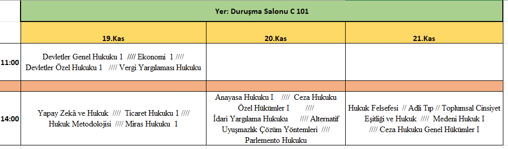 Vize Mazeret Sınav Takvimi (2025- 2026 Güz)