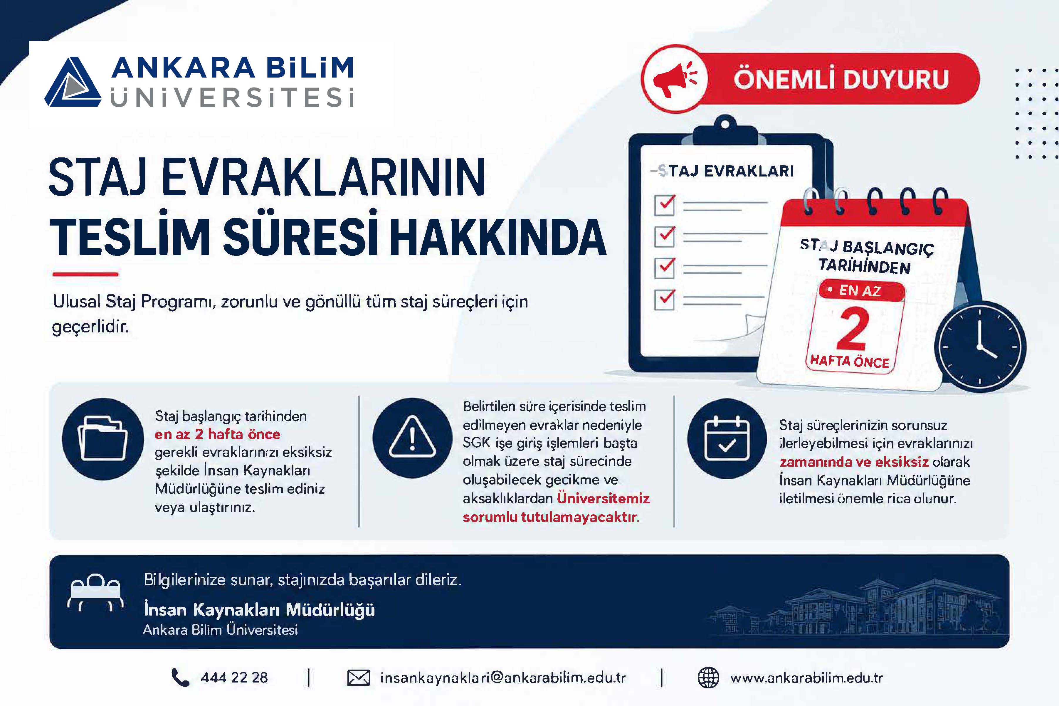 IMPORTANT ANNOUNCEMENT REGARDING THE DEADLINE FOR SUBMITTING INTERNSHIP DOCUMENTS